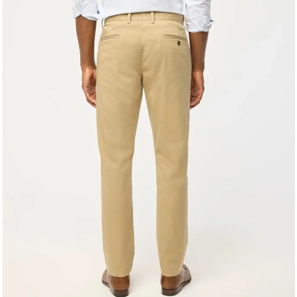 J.Crew Straight-Fit Flex Chino Pants Mens 34x34 Khaki Flat Front Zip Fly Stretch